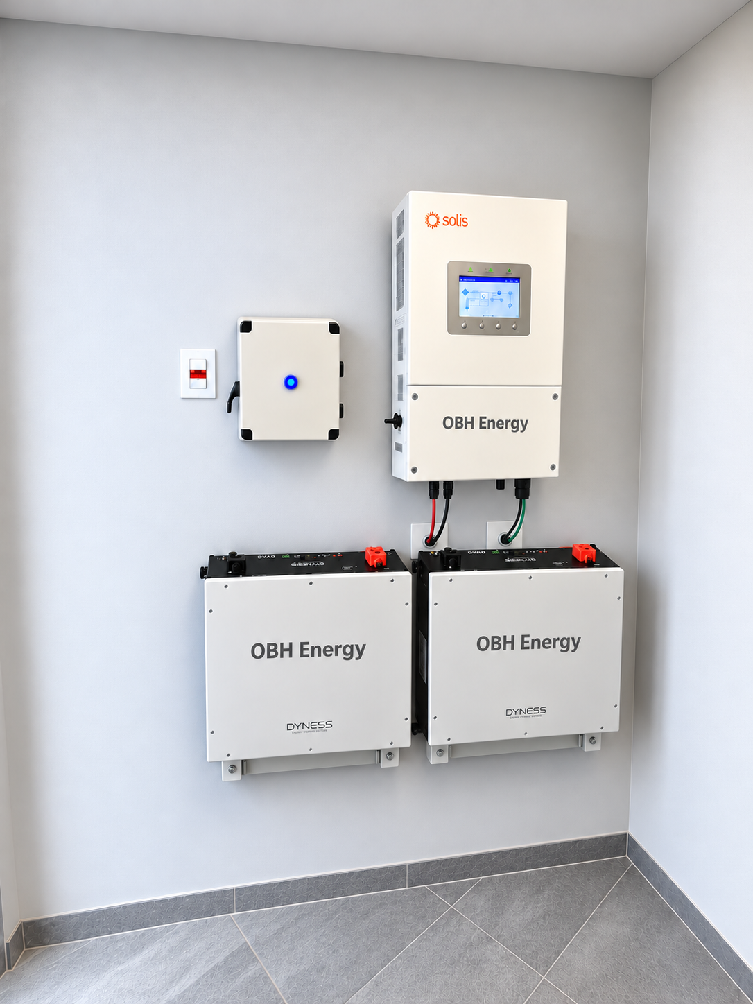 Baterias de lítio instaladas sob inversor Solis pela OBH Energy